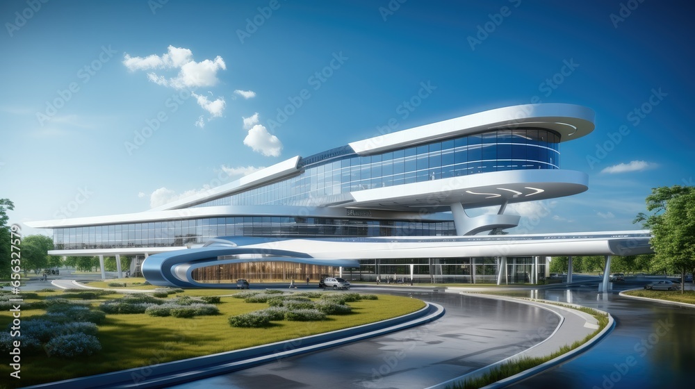 Modern futuristic hospital.