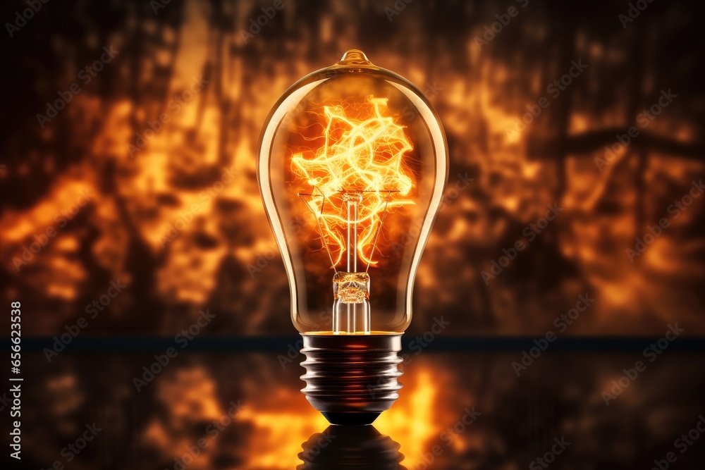 Neurones irradiating light in the light bulb.