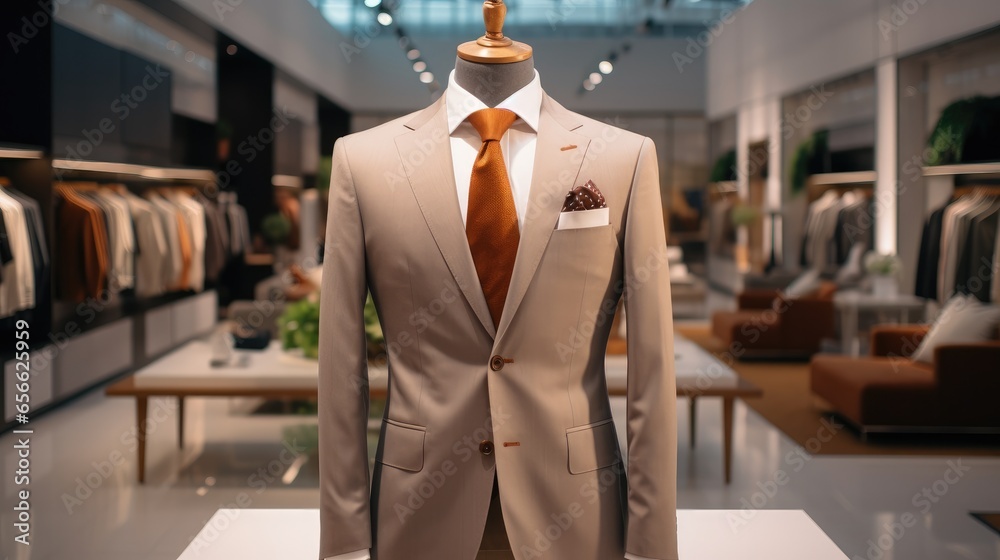 Elegant suit in a tailor studio.