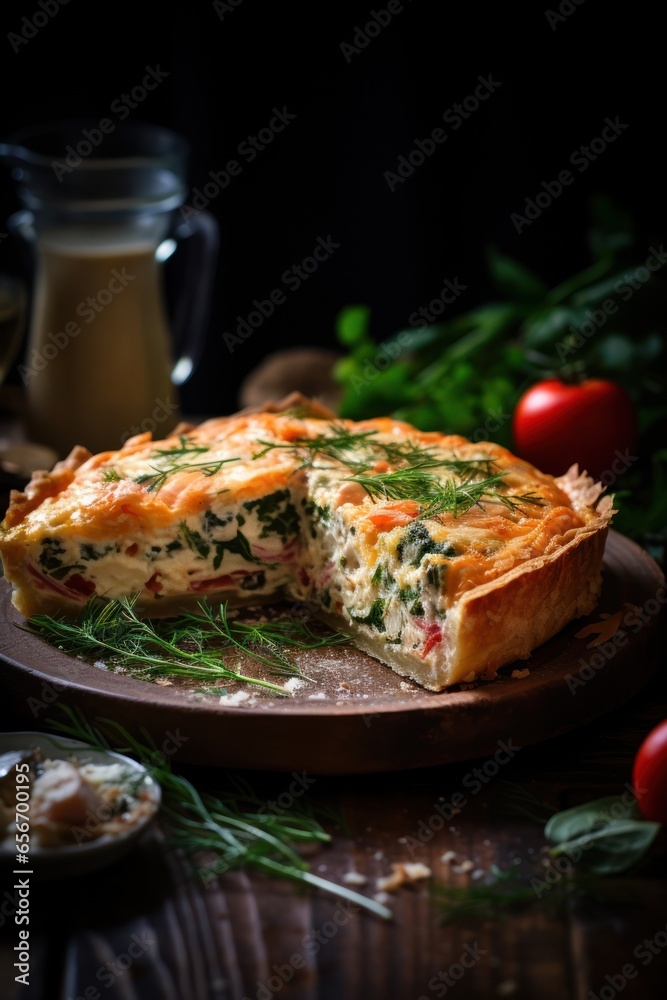 Salmon & spinach quiche