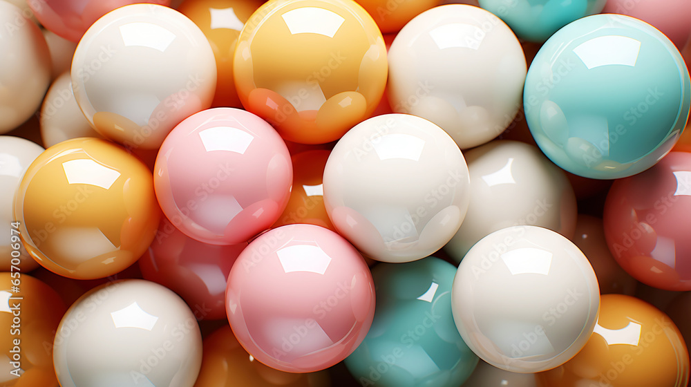 Pastel colored balls background. Abstract cute backdrop. Generative AI