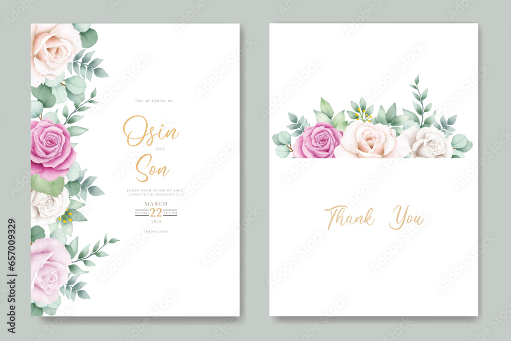 beautiful roses invitation card template 