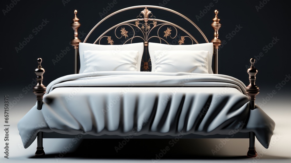 Iron Bed isolated on white background.