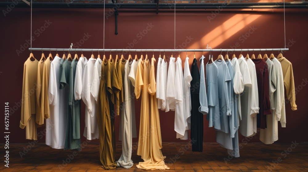 Washed clothes hanging on the clothesline.