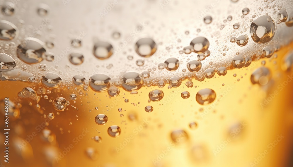 Extreme close-up macro of a beer and bubbles filling the entire shot.