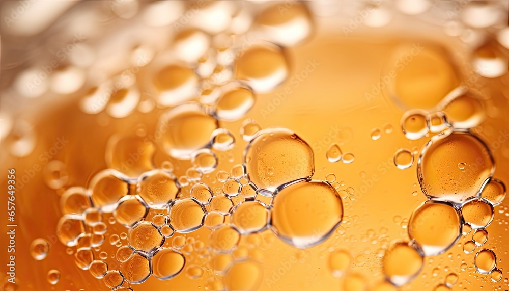 Extreme close-up macro of a beer and bubbles filling the entire shot.