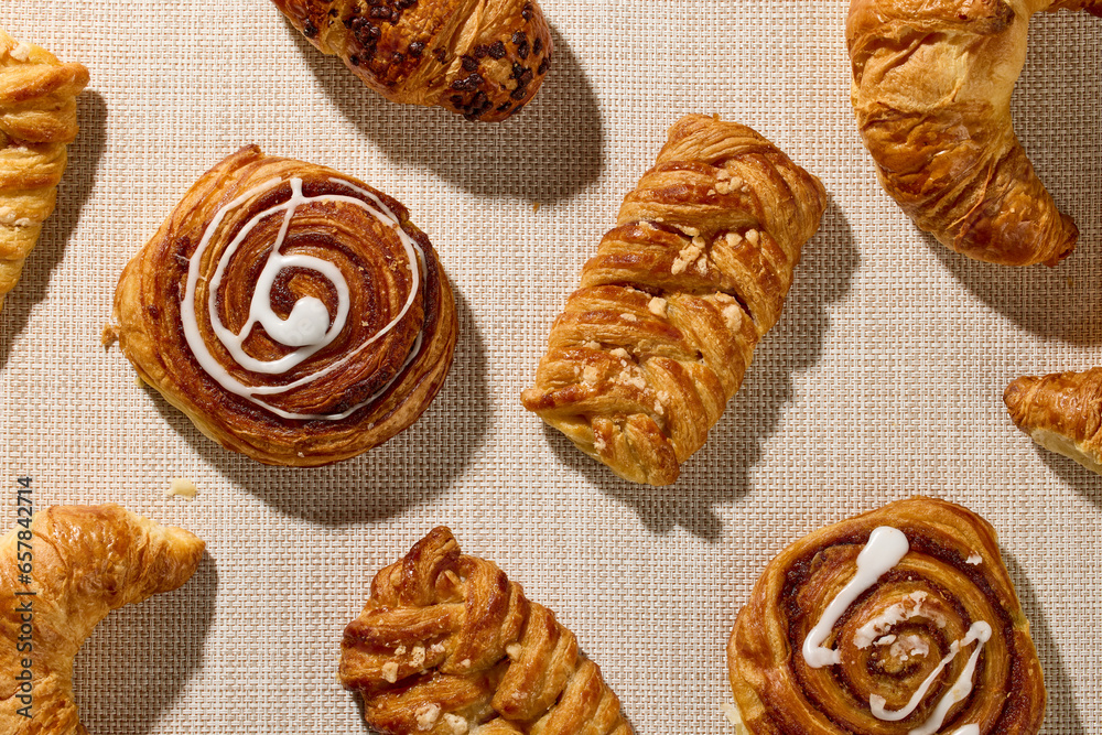 assorted pastries, top view