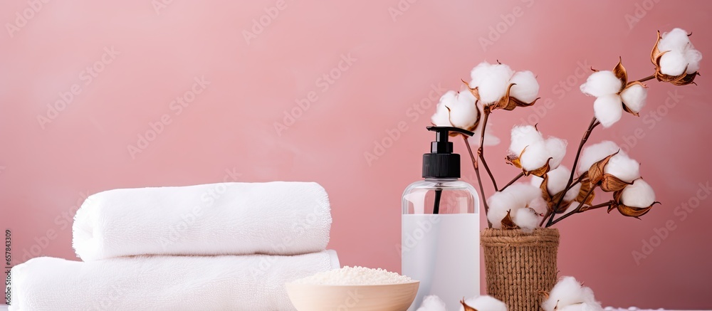 Eco friendly skincare products zero waste bathroom accessories on pink background Eco friendly self care gift package for moms and Valentine s Day