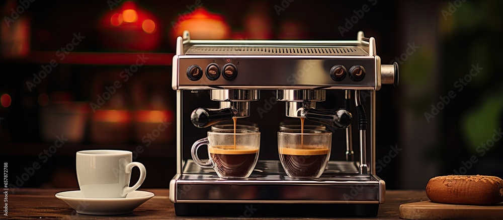 Espresso machine with two cups