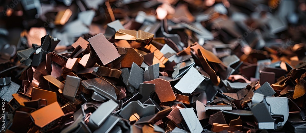 Recycled industrial scrap used to create new metal representing the concept of waste recycling and industry