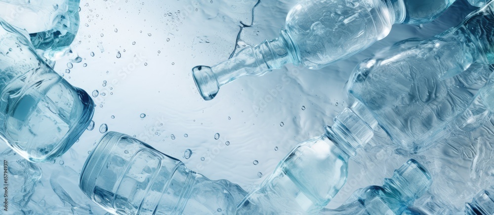 PET bottles being processed in a drinking water factory using advanced plastic manufacturing technology