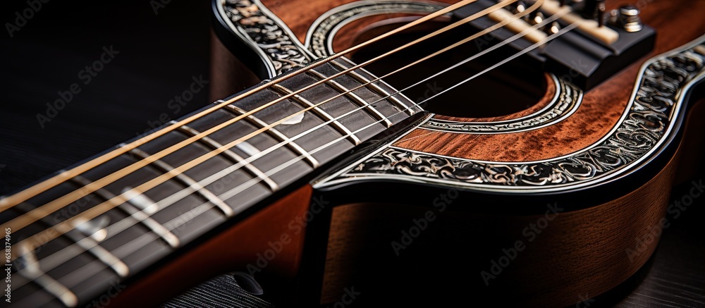 Shallow depth of field captures classic guitar details