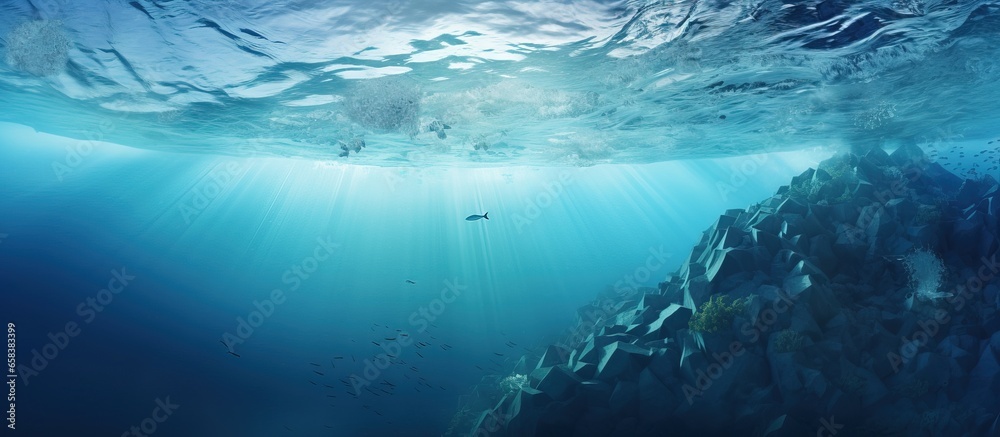 Underwater iceberg highlighting global warming and melting glaciers