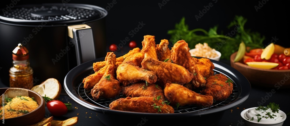 Breaded chicken cooked in an air fryer