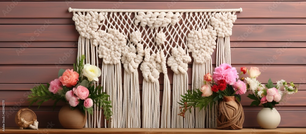 DIY natural interior decoration using handmade macrame and cotton threads a modern and eco friendly concept 100 cotton wall decor