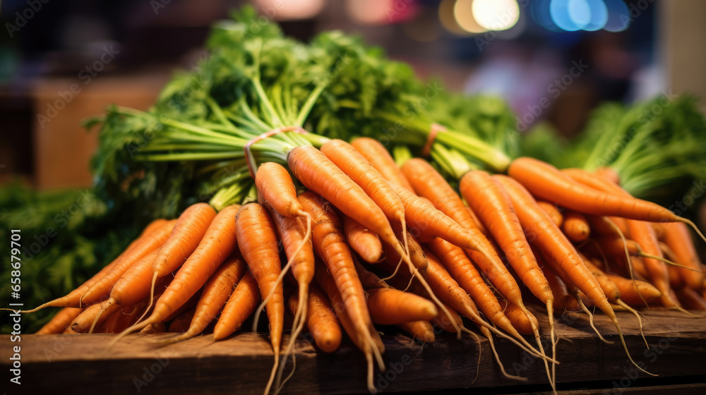 Beautiful carrots in the supermarket. Generative Ai