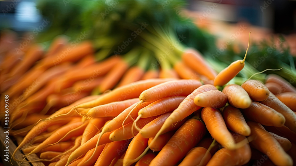 Beautiful carrots in the supermarket. Generative Ai