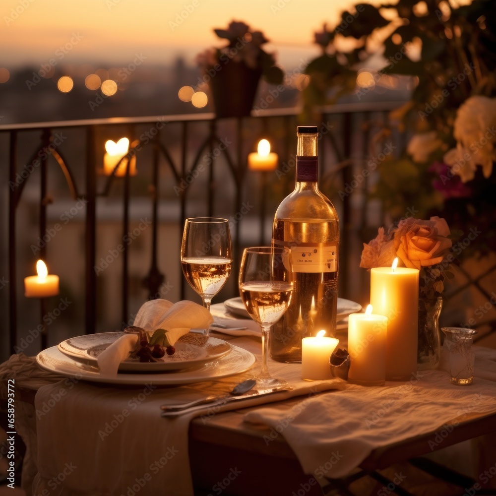 Romantic dinner Wine candles and a table for two please