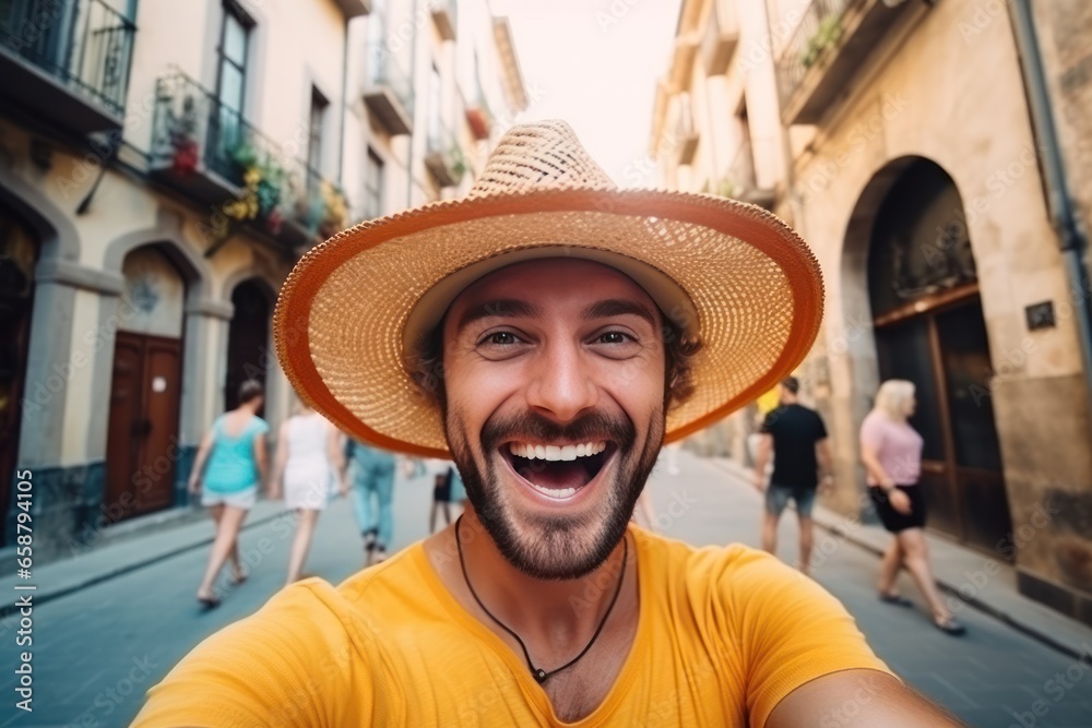 tourist man wearing the hat