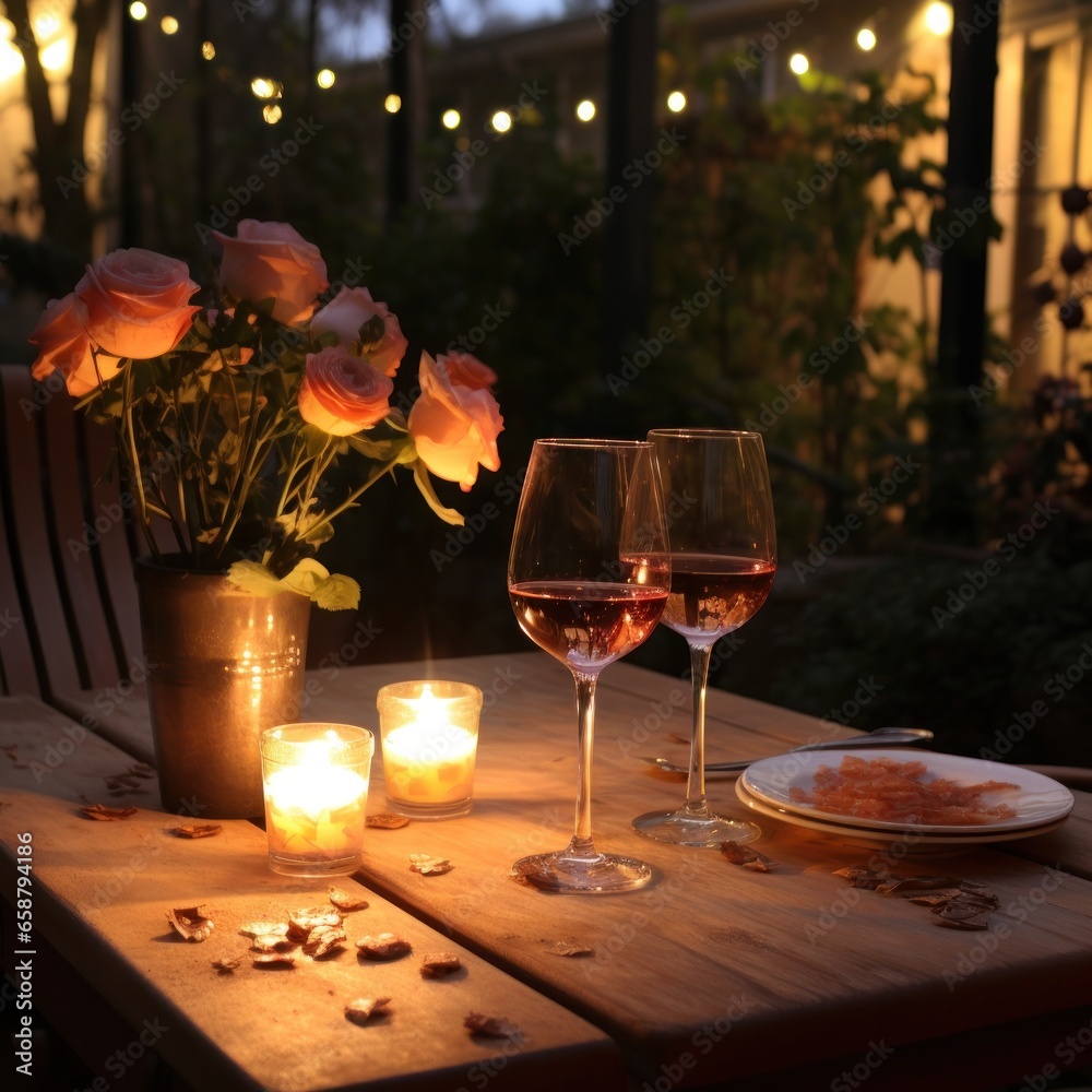 Romantic dinner Wine candles and a table for two please