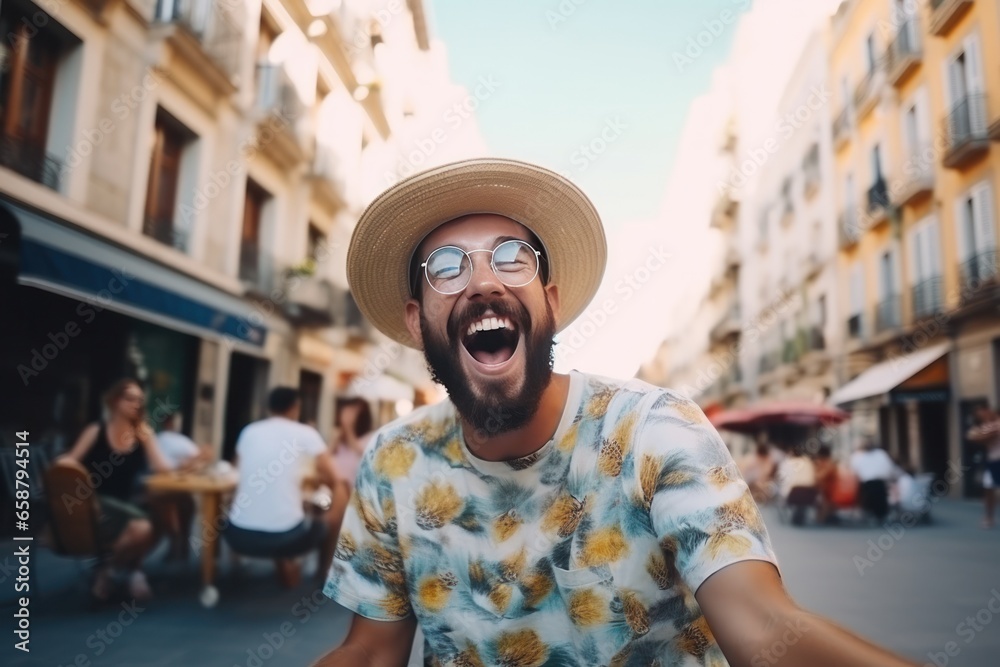 tourist man wearing the hat