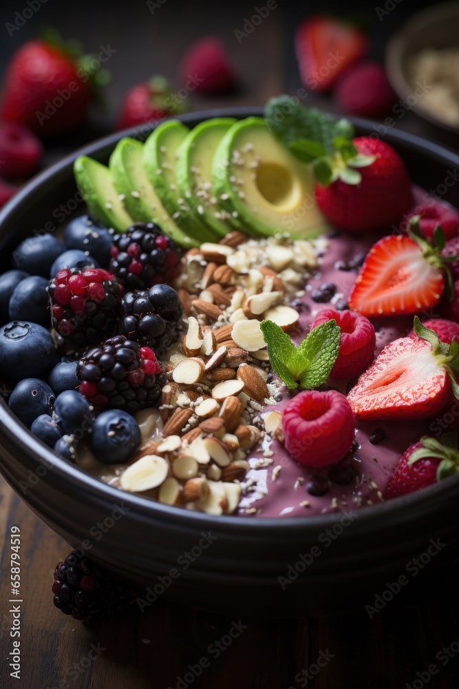 Acai bowl colorful fruity nutritious