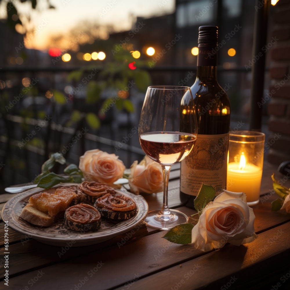 Romantic dinner Wine candles and a table for two please