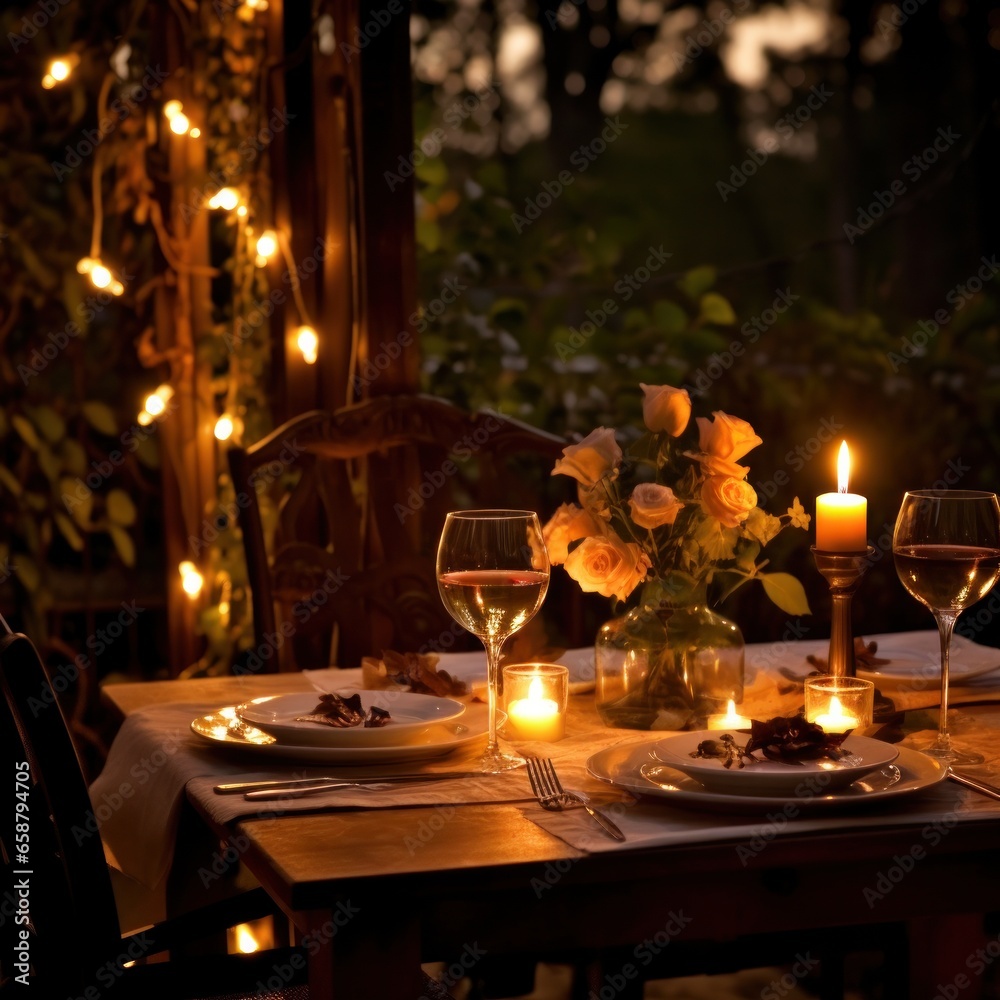 Romantic dinner Wine candles and a table for two please