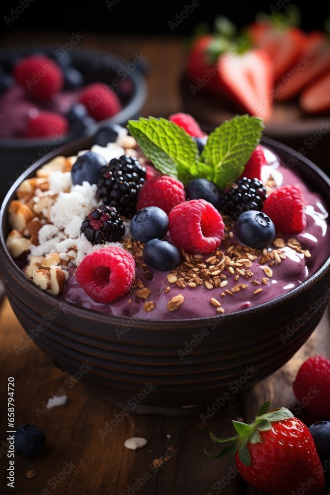 Acai bowl colorful fruity nutritious