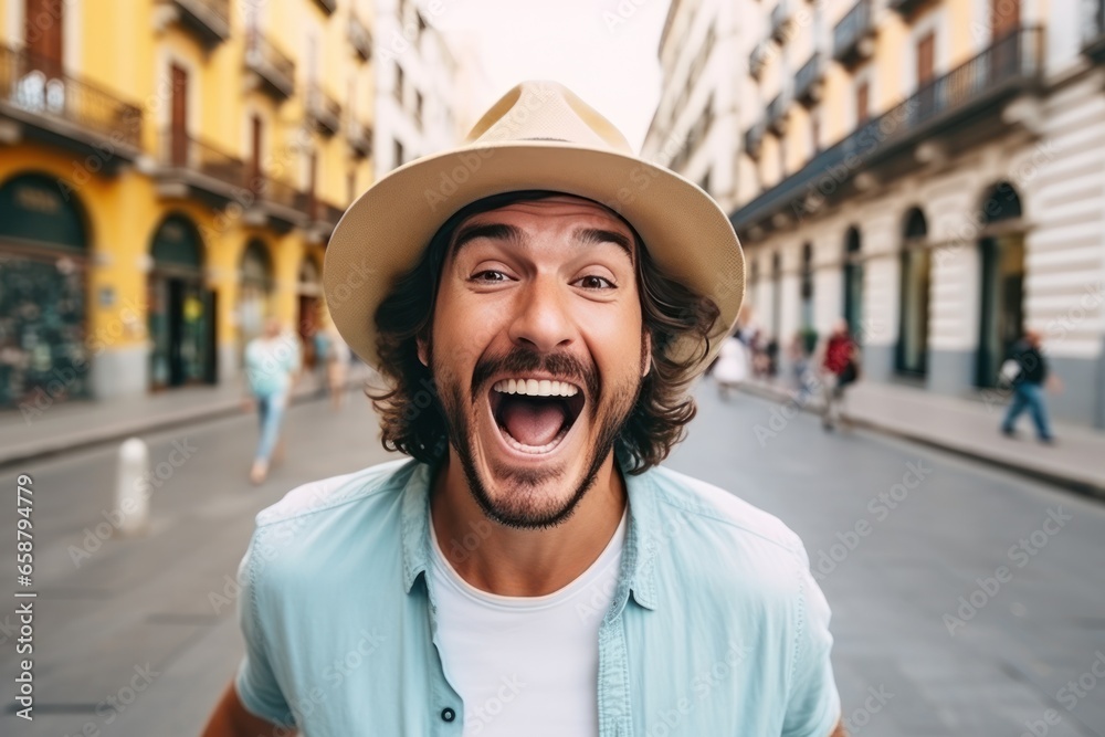 tourist man wearing the hat