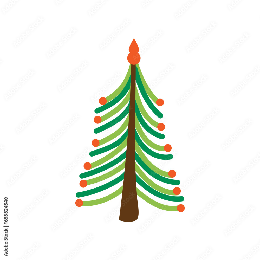 Green Christmas tree on white background