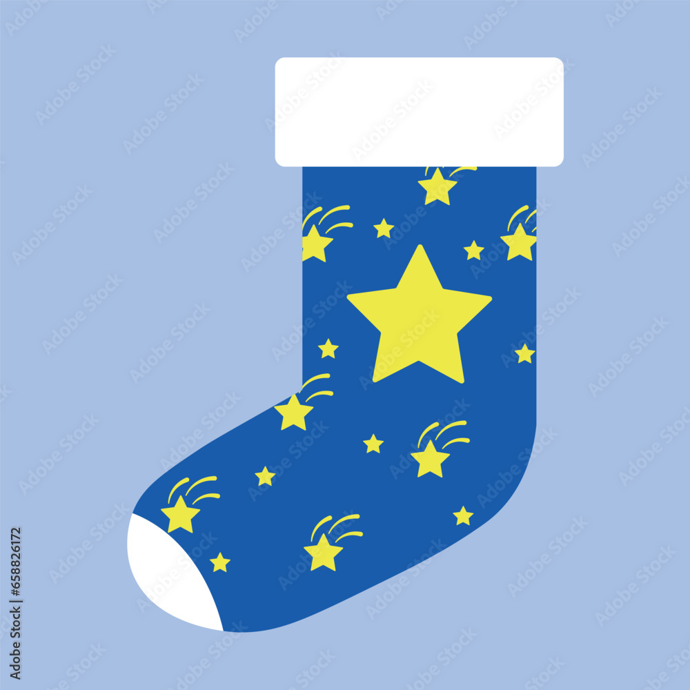 Beautiful Christmas sock on color background