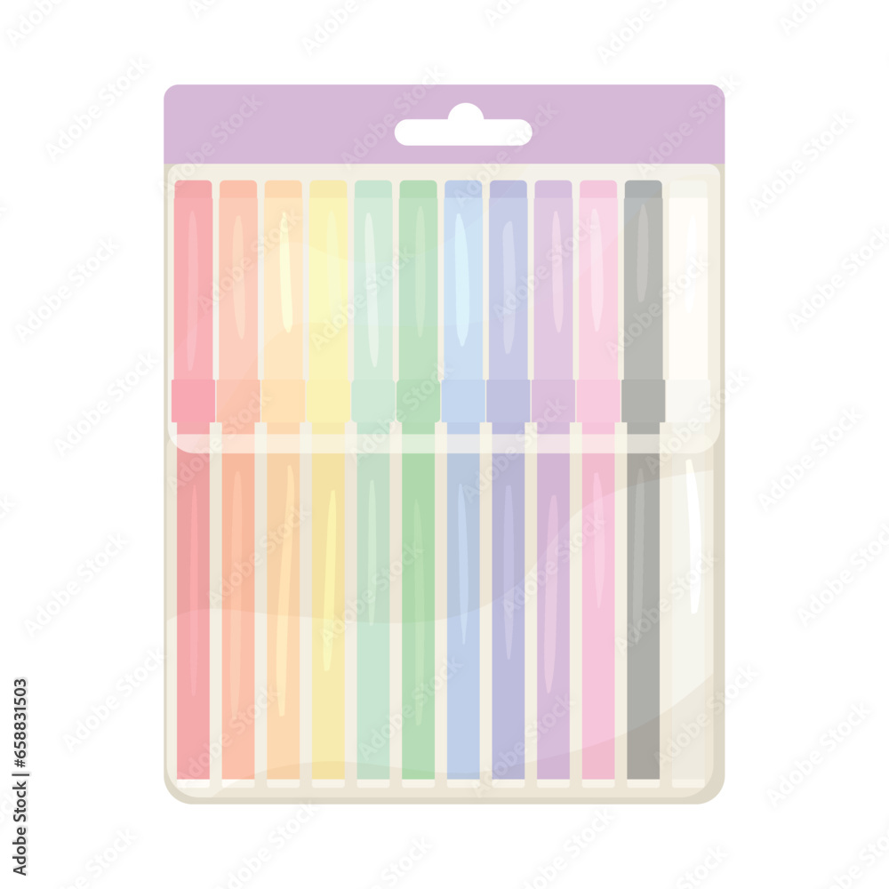 Set of school markers on white background