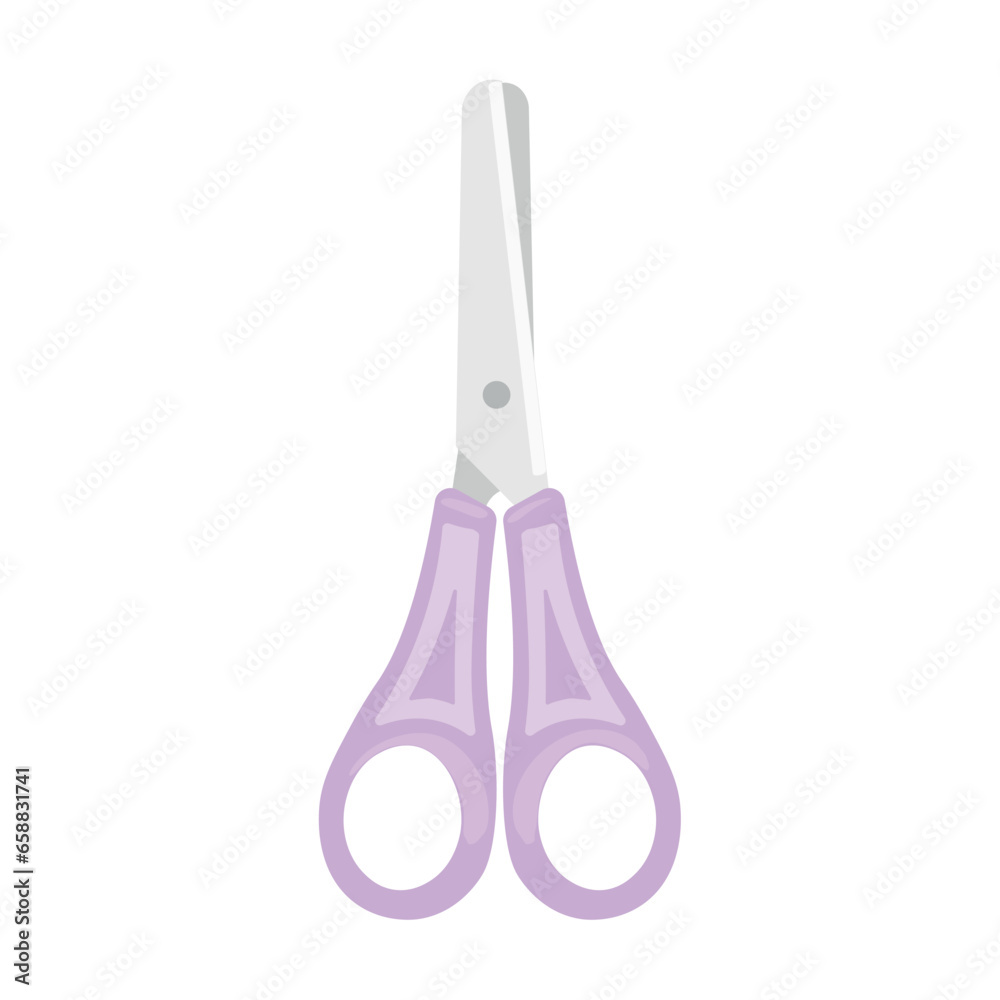 Lilac scissors on white background