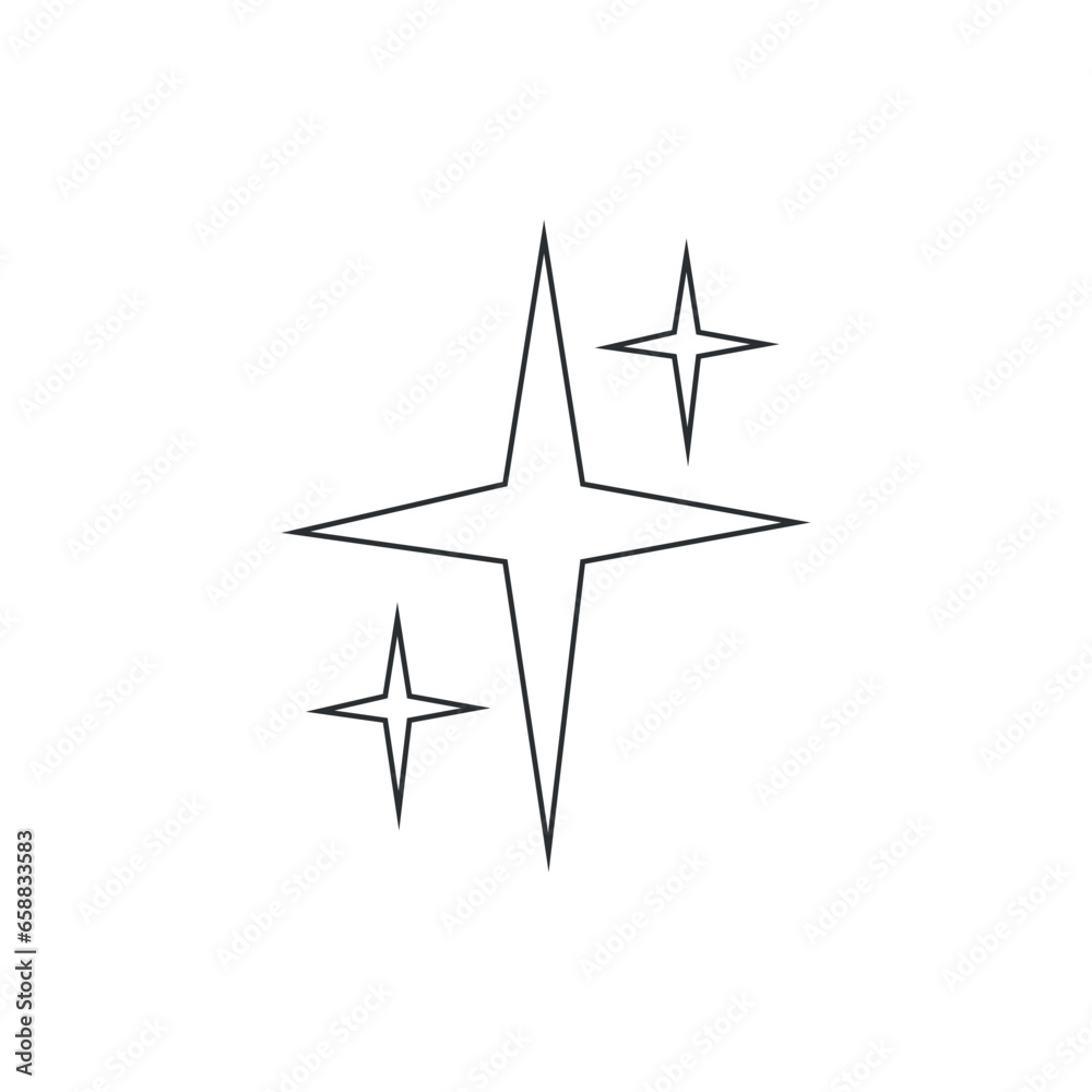 Drawn shining stars on white background 