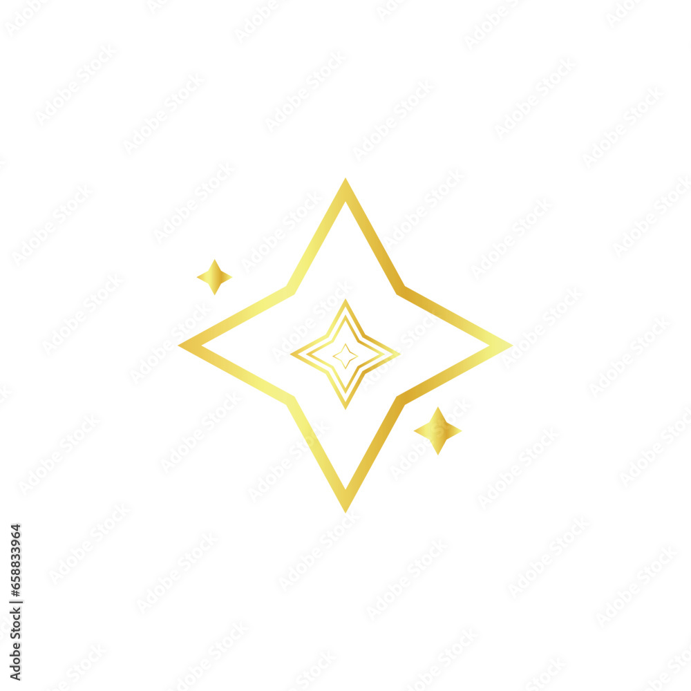 Drawn golden stars on white background 