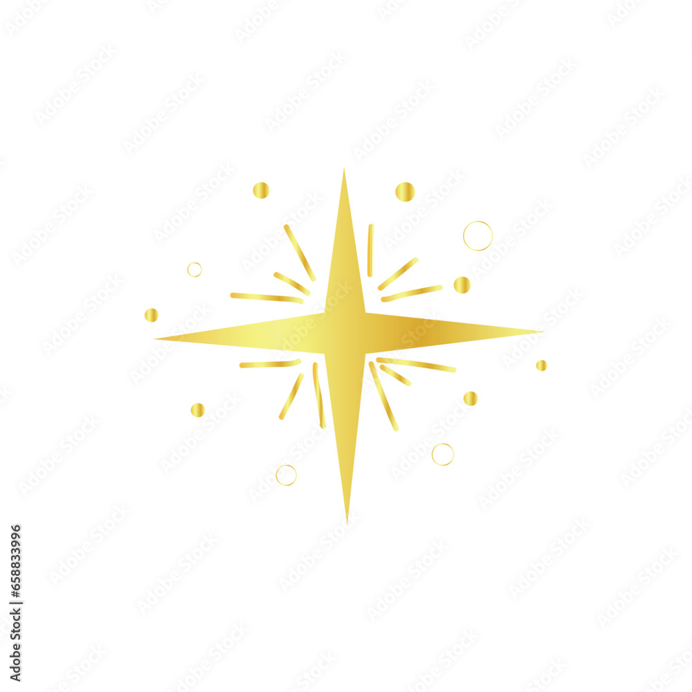 Drawn golden star on white background 