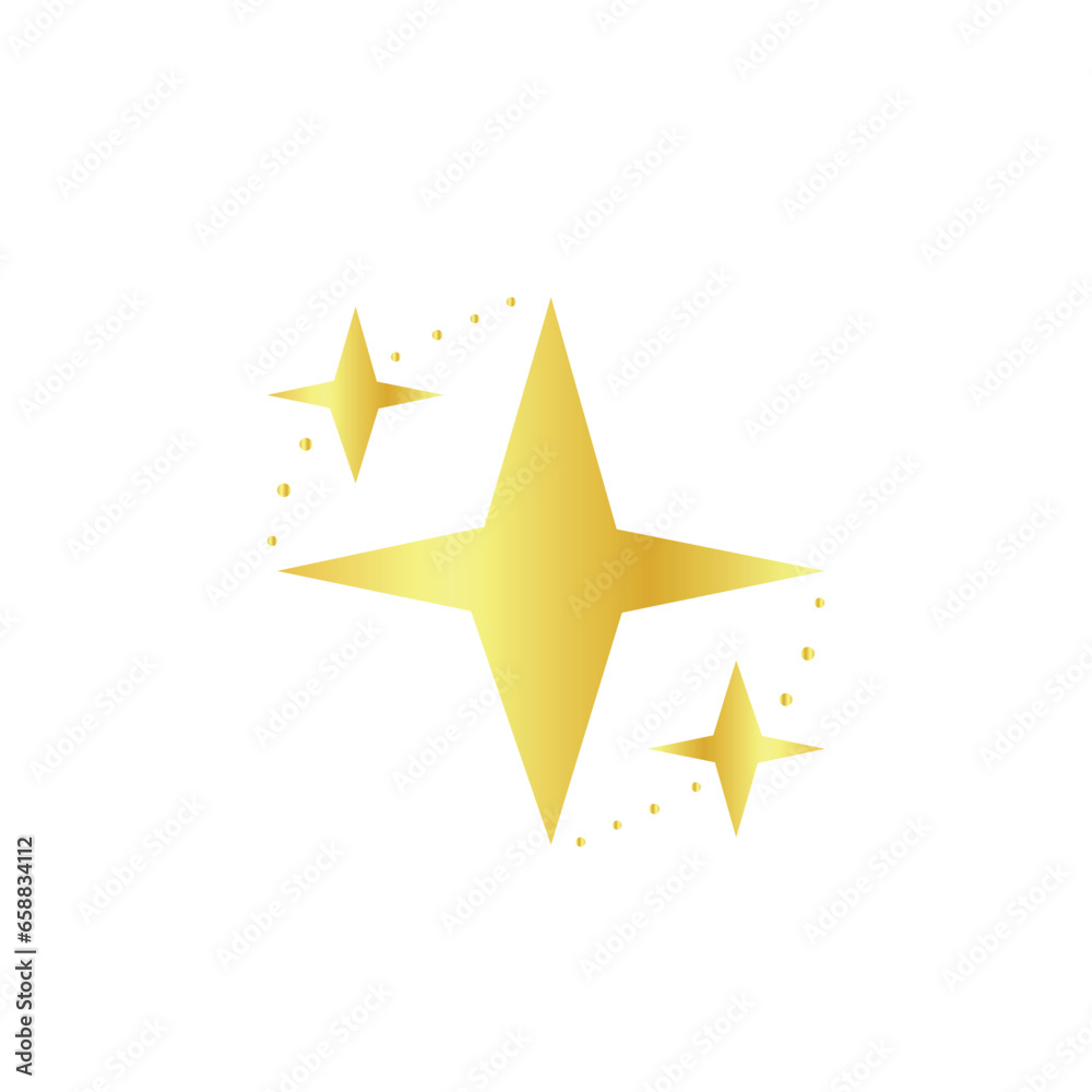 Drawn golden stars on white background 