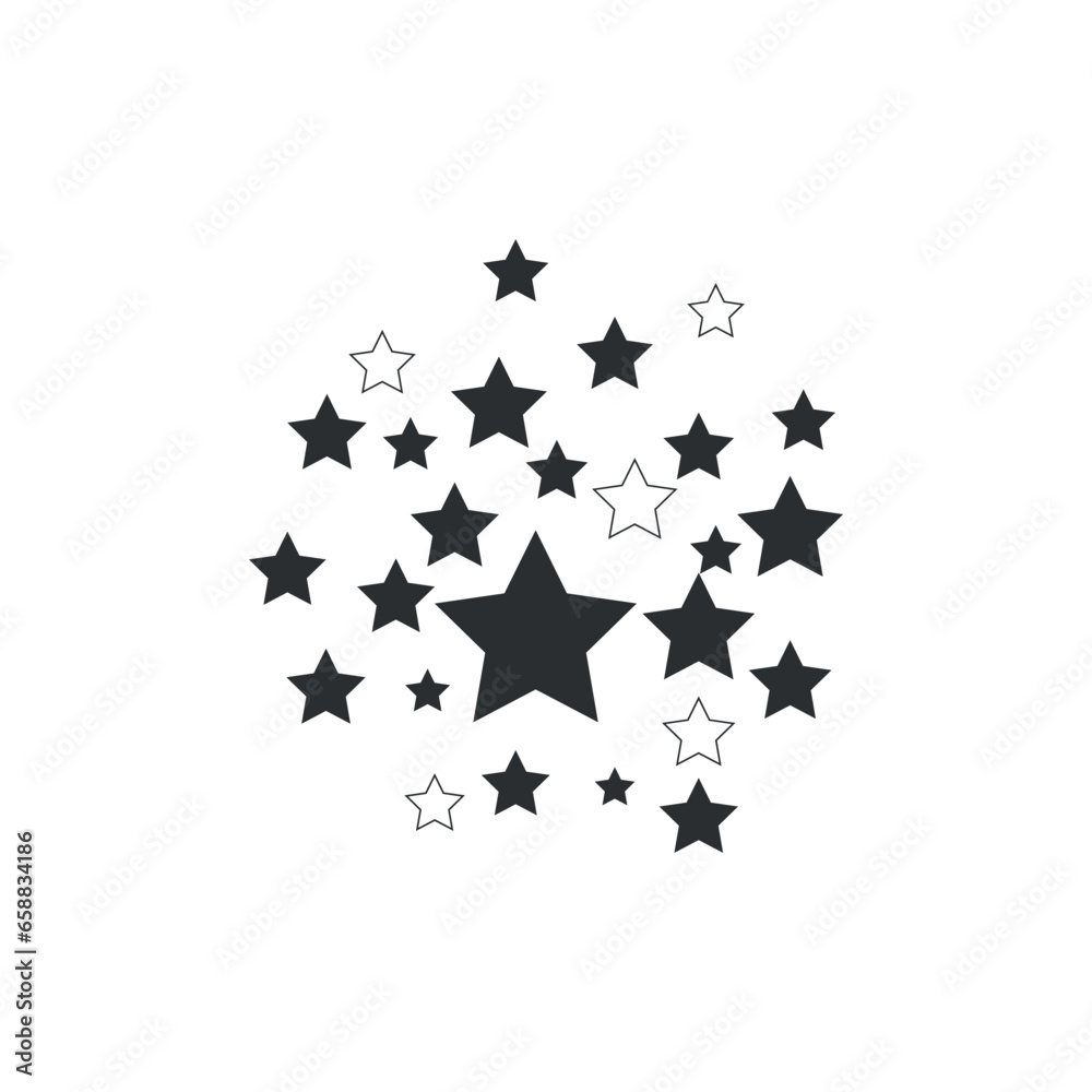 Many stars on white background 