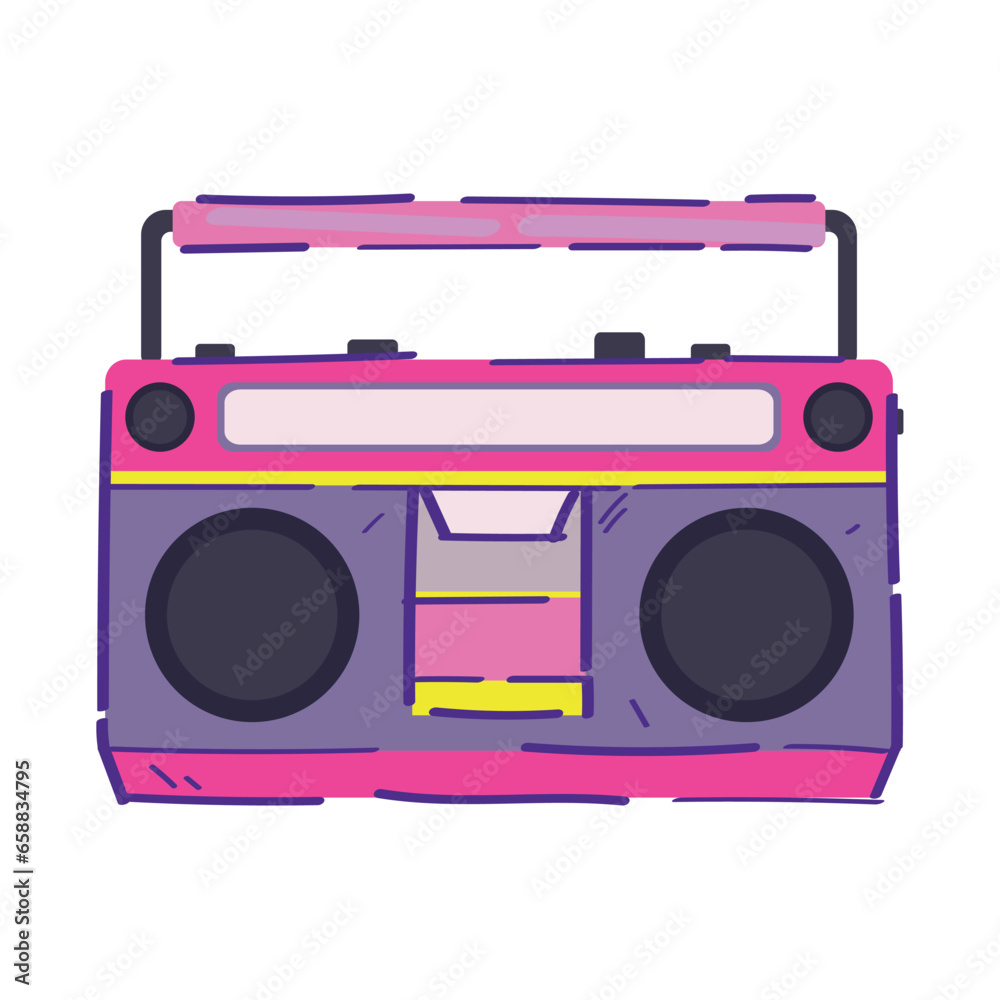 Retro boombox on white background