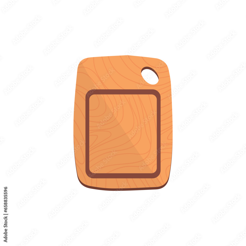 Wooden cutting board on white background