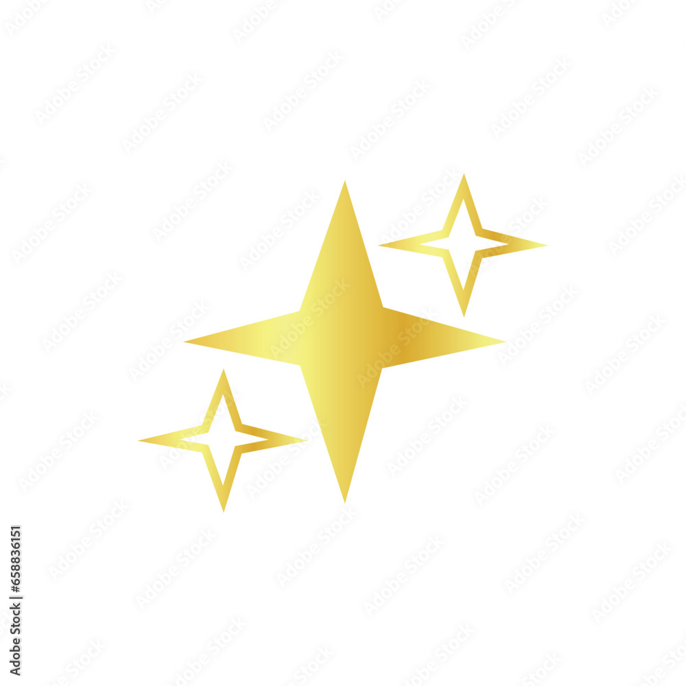 Drawn golden stars on white background 