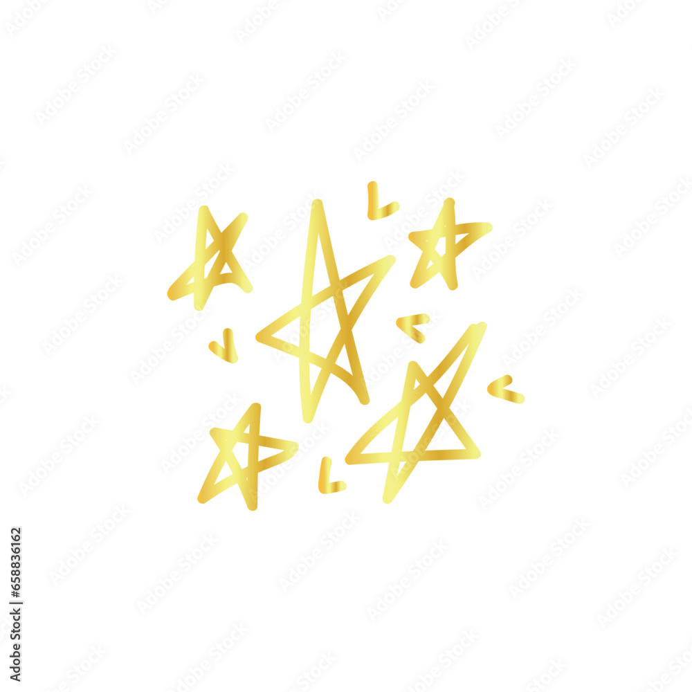 Mnny golden stars on white background 