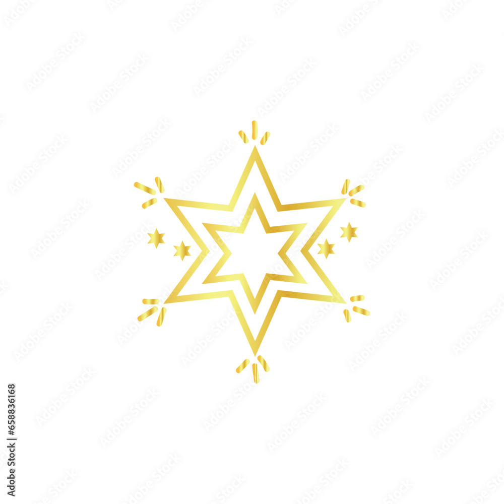 Drawn golden star on white background 