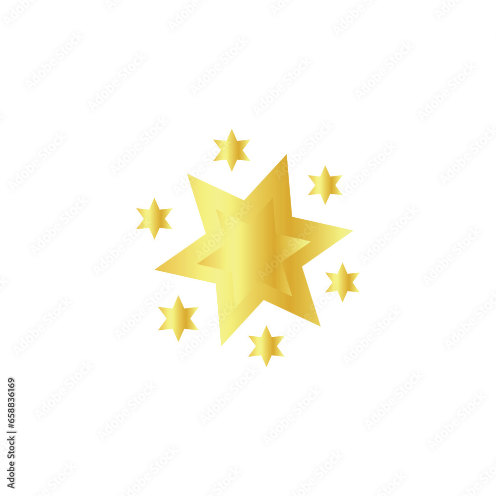 Drawn golden stars on white background 