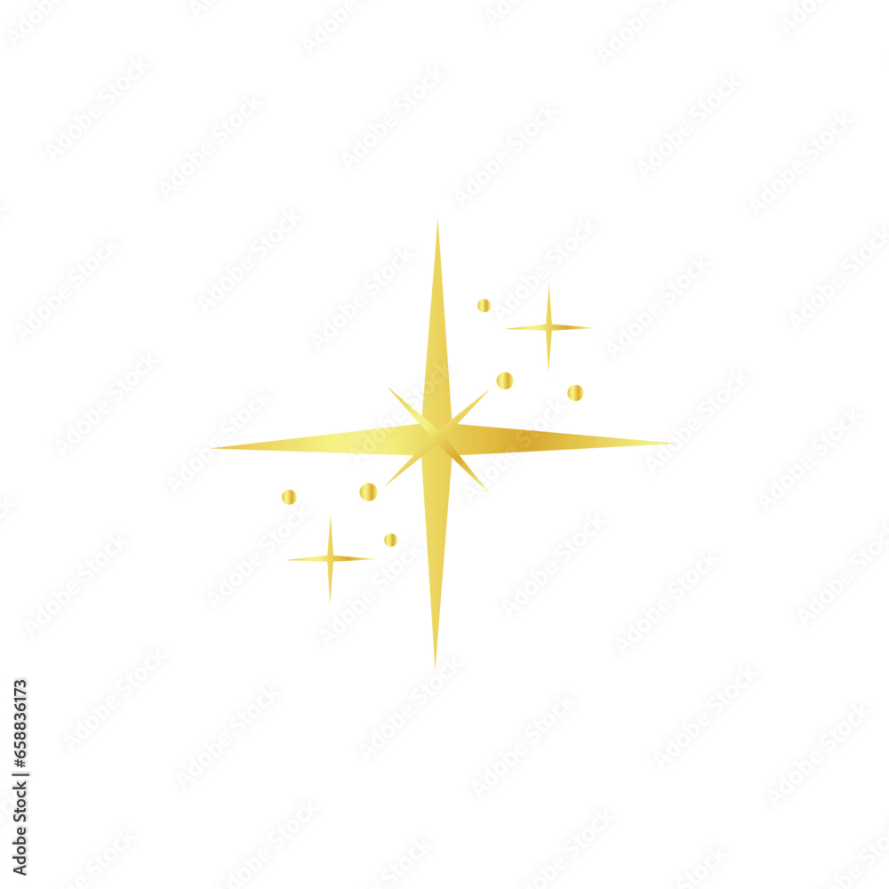 Drawn golden stars on white background 