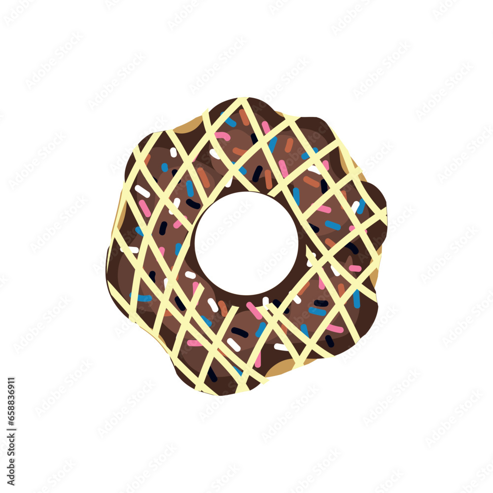 Sweet chocolate donut on white background