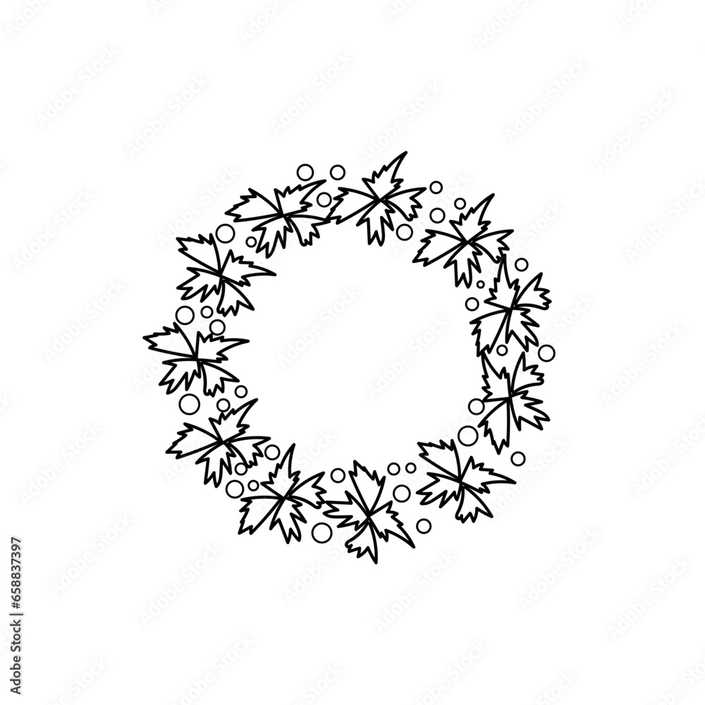 Beautiful drawn Christmas wreath on white background