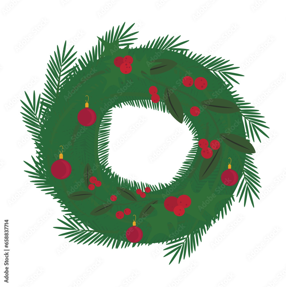 Christmas wreath on white background