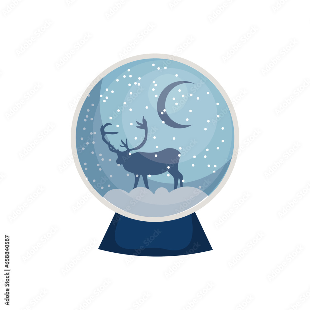 Snow globe with reindeer on white  background